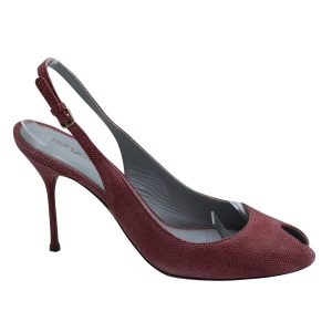 Sergio Rossi Peep-Toe Slingback Pumps aus rosa Leder – 7833704169532