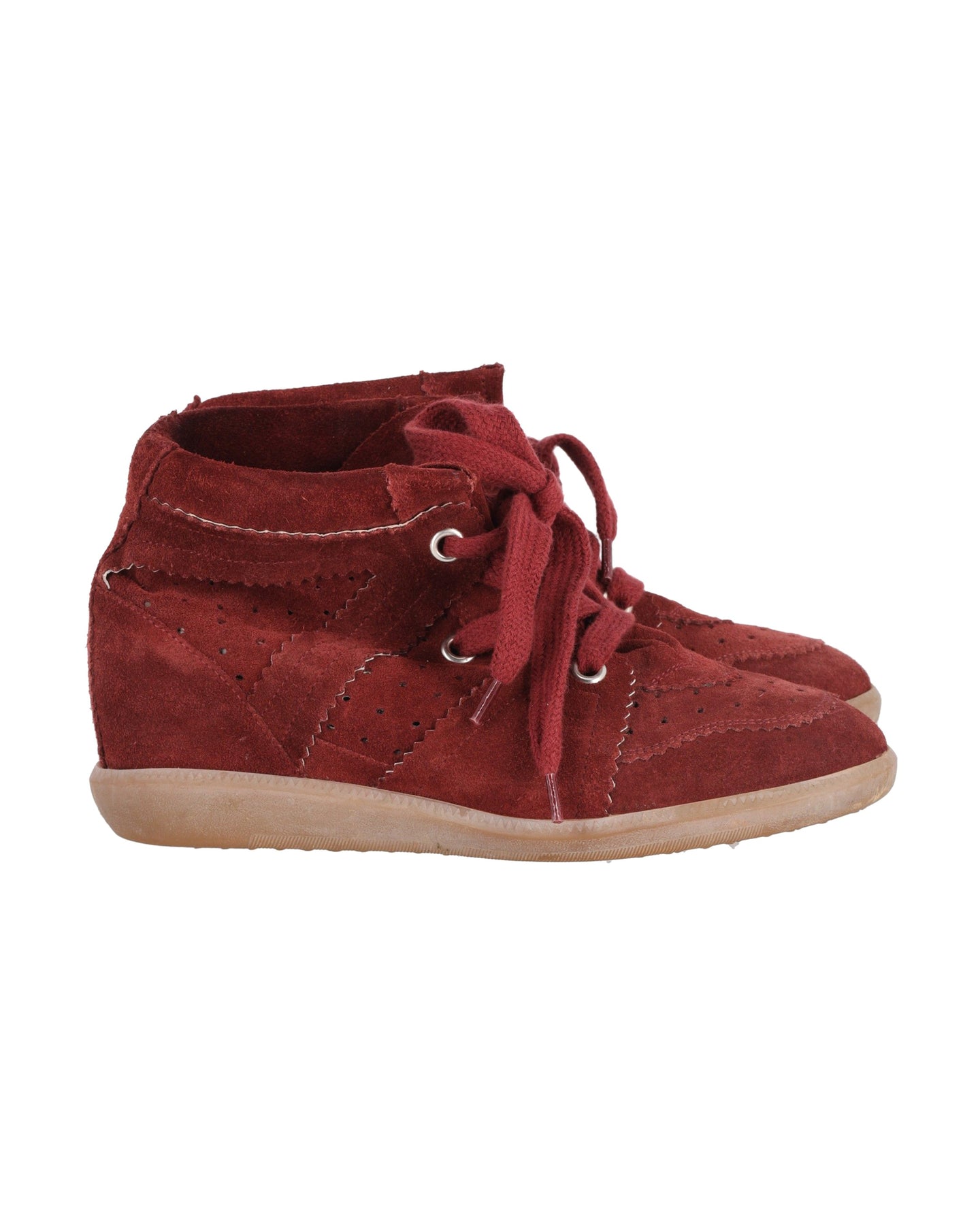 Isabel Marant Bobby hohe Keil Sneaker in Burgund Wildleder