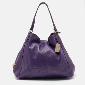 Coach lila Leder große Pferd & Kutsche große edie Schultertasche – 7707796242492
