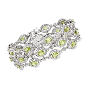 Ross-Simons Peridot Armband mit Diamant Akzenten in Sterling Silber