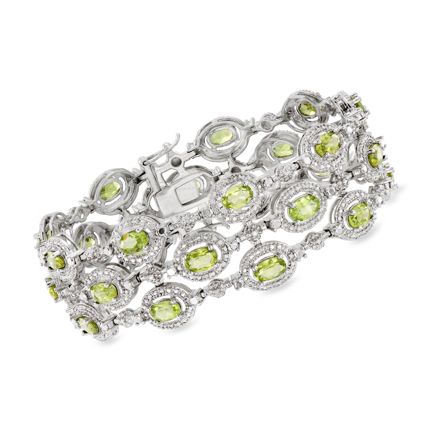 Ross-Simons Peridot Armband mit Diamant Akzenten in Sterling Silber