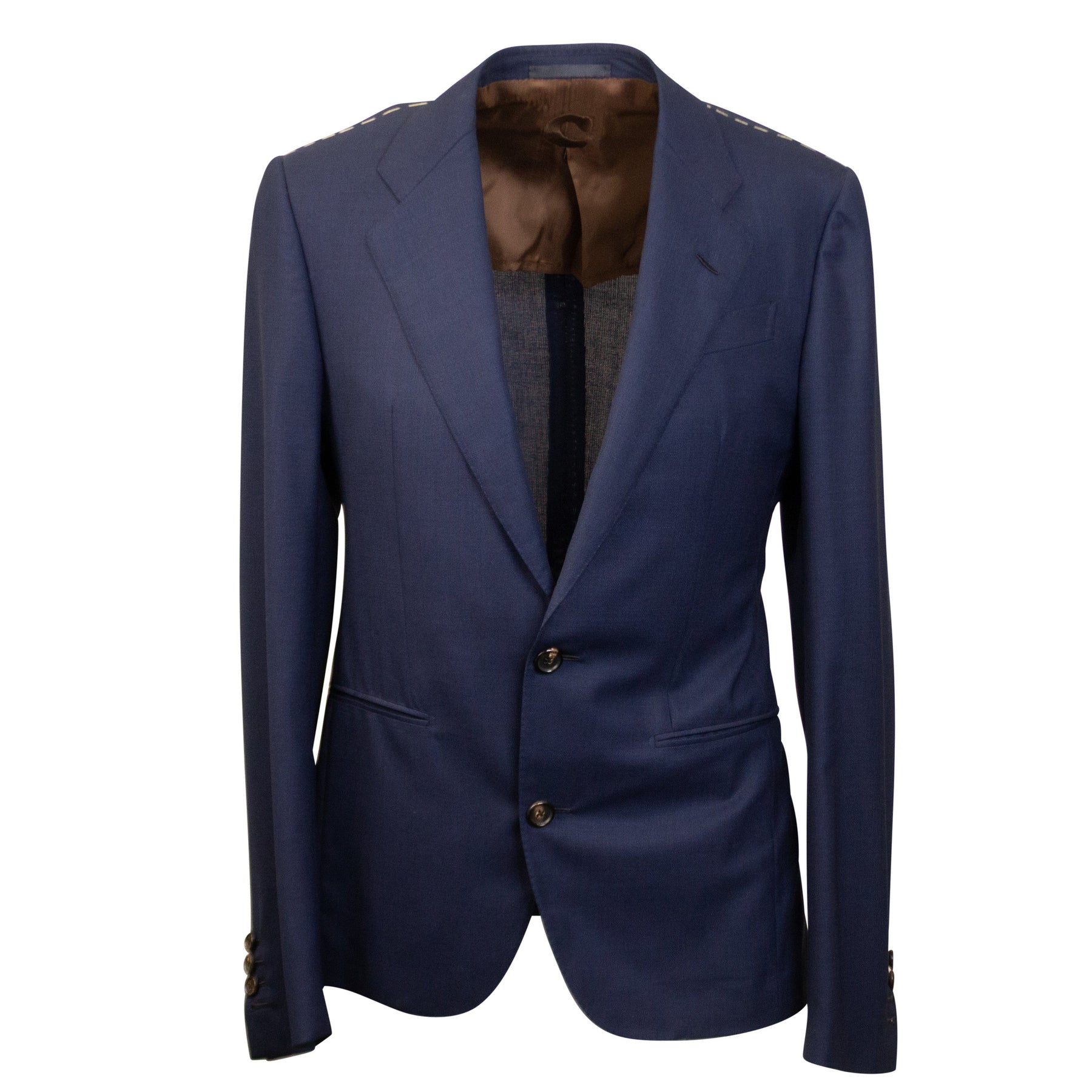 Dunkelblauer Single Breasted Blazer aus Wolle