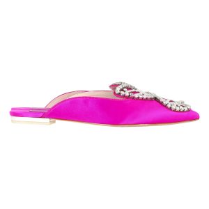 Sophia Webster Verschönerte Bibi Schmetterling Spitz Wohnungen in Fuchsia Satin
