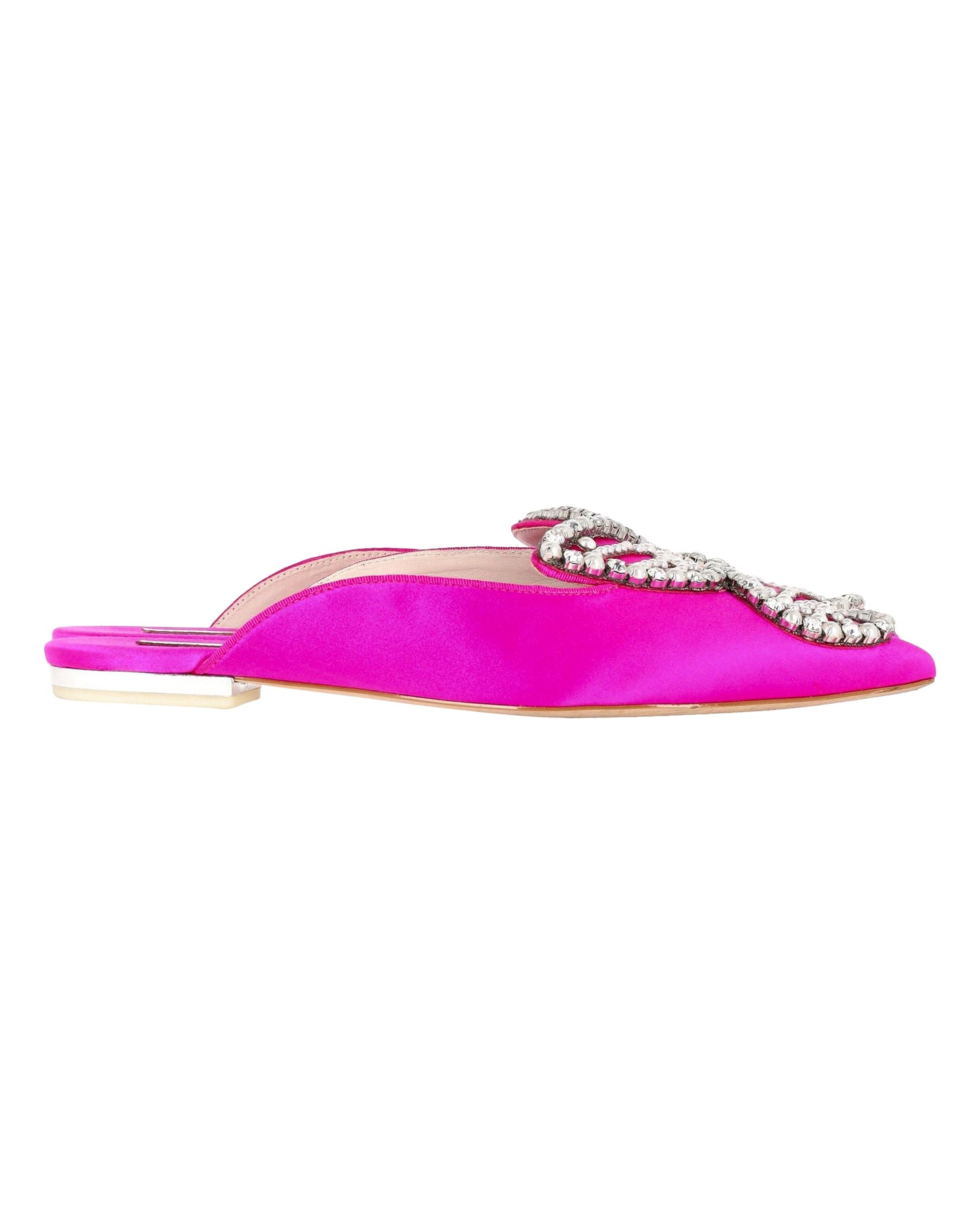 Sophia Webster Verschönerte Bibi Schmetterling Spitz Wohnungen in Fuchsia Satin