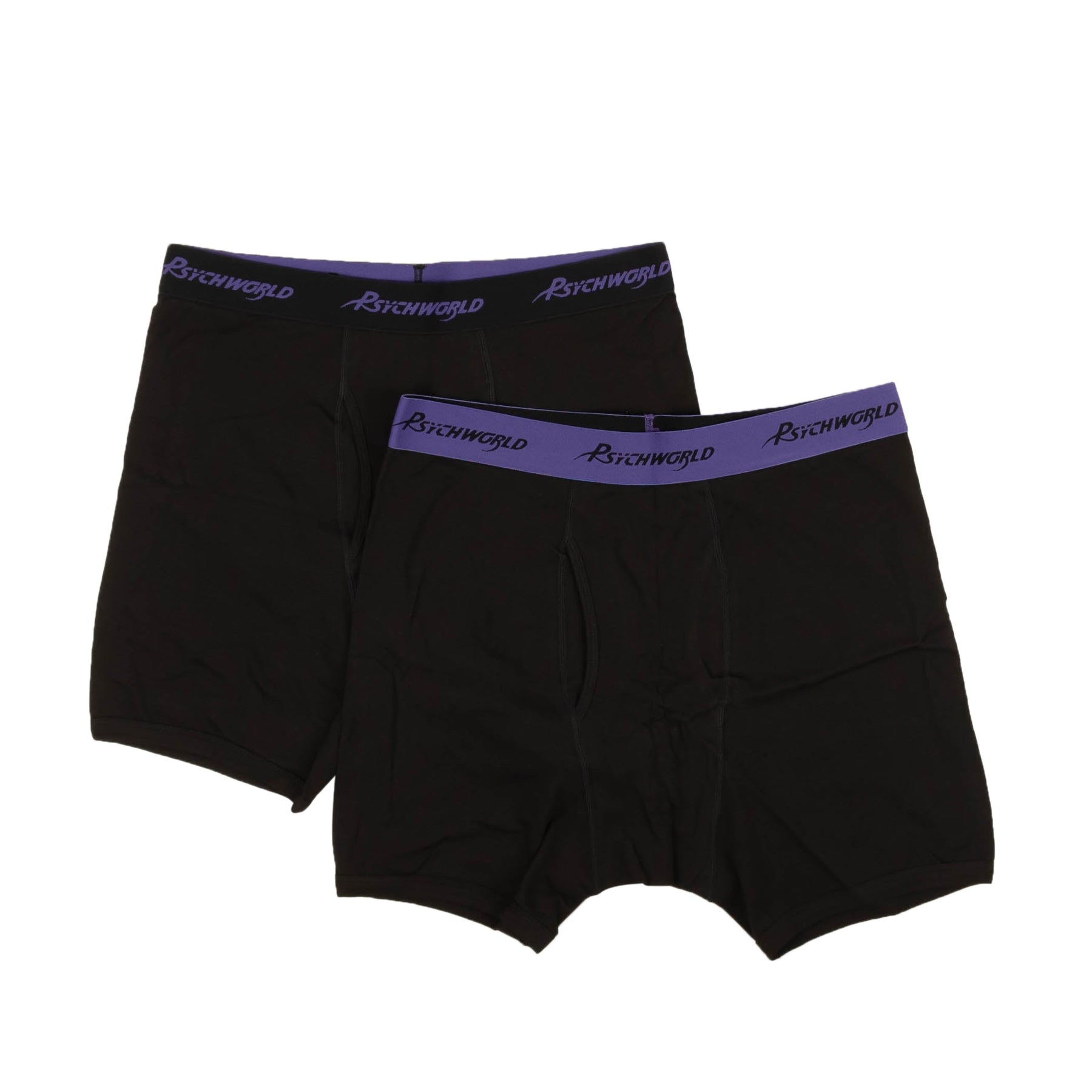 95- PSY-1034 /XS Boxer_Shorts_Black/Violett Schwarz/Violett PSYCHWORLD Logo Band Boxershorts 2er Packung