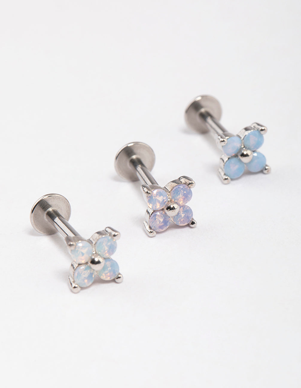 Rhodium Chirurgenstahl Blume Flatback 3-Packung