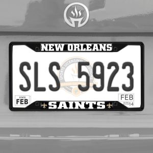 Fanmats New Orleans Saints Metal License Plate Frame Schwarzer Abgang