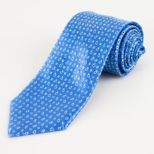 Dodger Blau W/ Paisley Muster 100% Seide Satin Krawatte