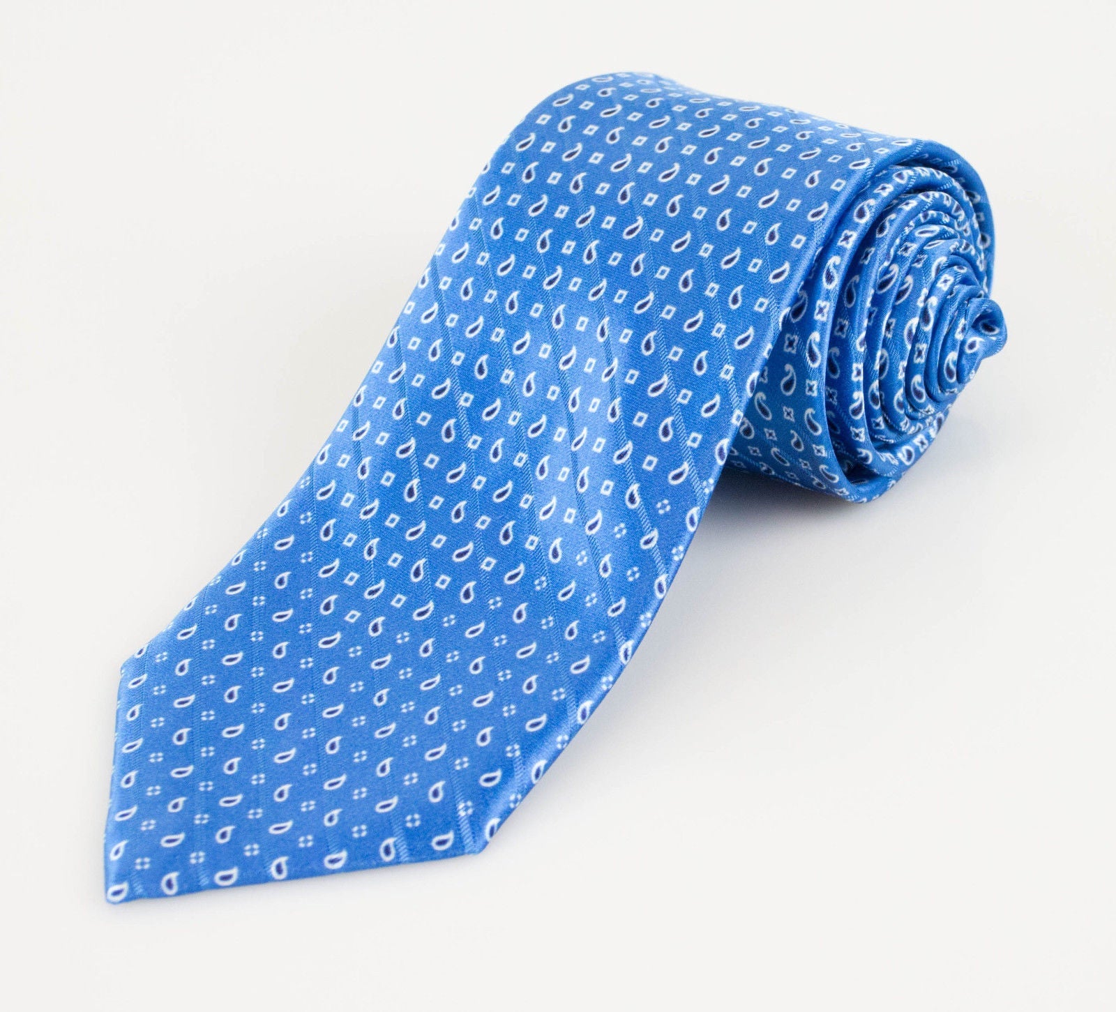 Dodger Blau W/ Paisley Muster 100% Seide Satin Krawatte