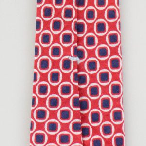 Rot mit Kreismuster 100% Seide Skinny Neck Tie