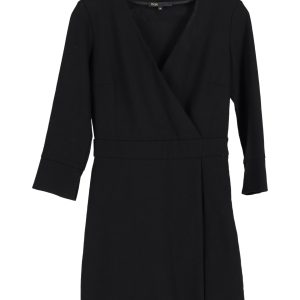 Maje V-Ausschnitt Minikleid aus schwarzer Wolle