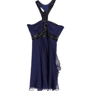 Temperley London Embellished Halterneck Minikleid in blauer Seide