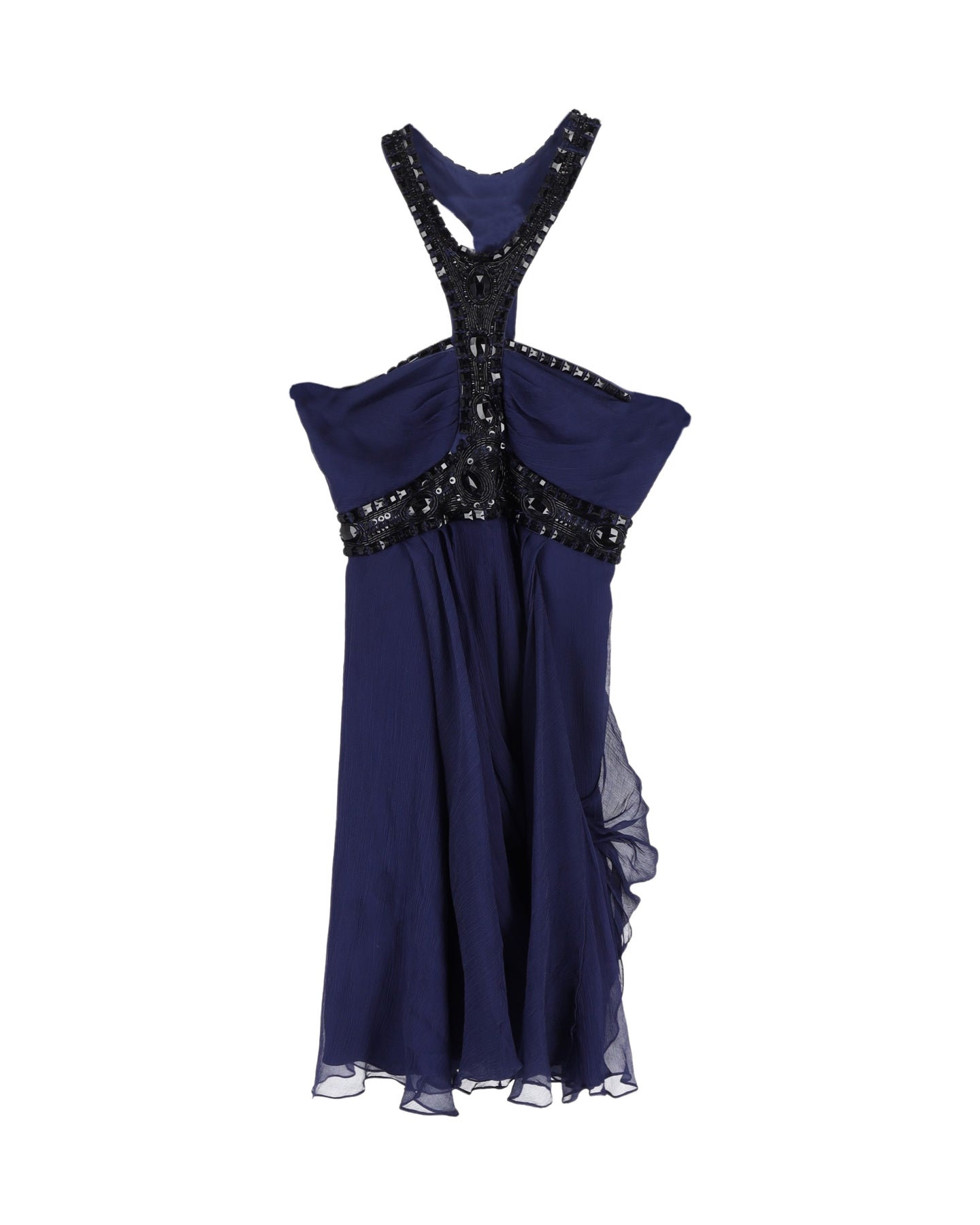 Temperley London Verziertes Minikleid mit Stehkragen in blauer Seide