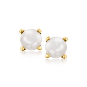 RS Pure Von Ross-Simons Ohrstecker mit 3,5-4mm großen Perlen in 14kt Gelbgold