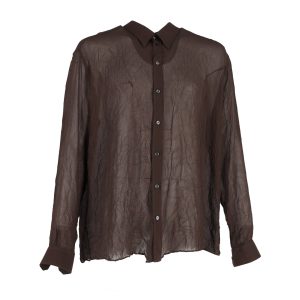 Dolce & Gabbana Sheer Buttoned Hemd aus brauner Baumwolle