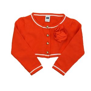 Janie and Jack Mädchen orange-weiße Strickjacke – 7806001643580