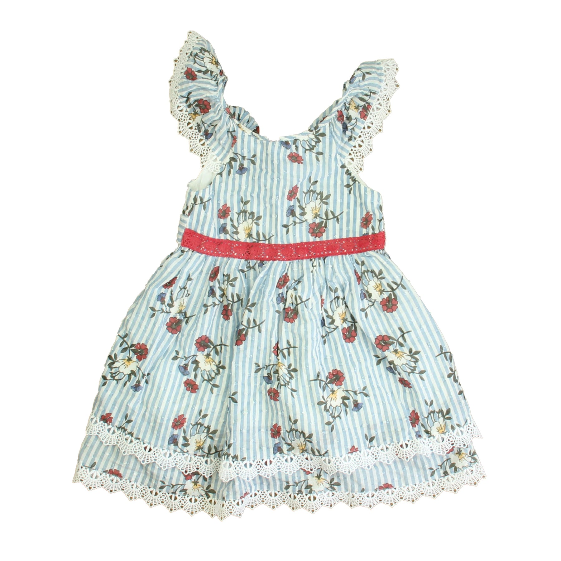 Pippa & Julie Mädchen Blau – Weiß – Rosa Kleid
