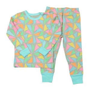Mightly Mädchen grau , mehrfarbig Dreiecke 2-teilige Pyjamas – 7806002823228