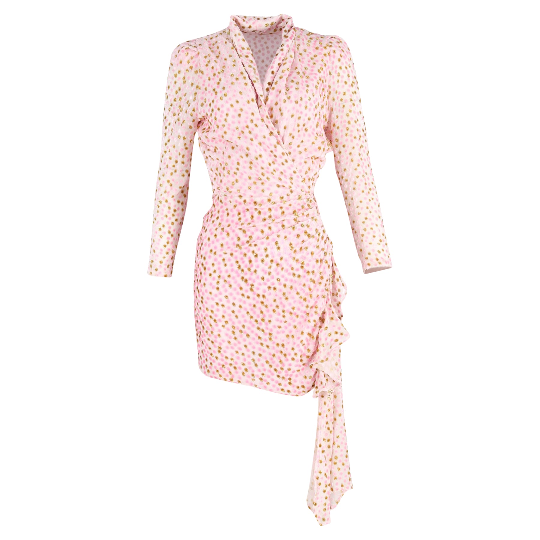 Dodo Bar oder Ava Polka Dot Minikleid in Rosérosa und Gold Viskose