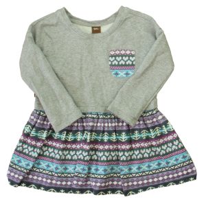 Tee Mädchen Grau – Lila – Grünes Kleid