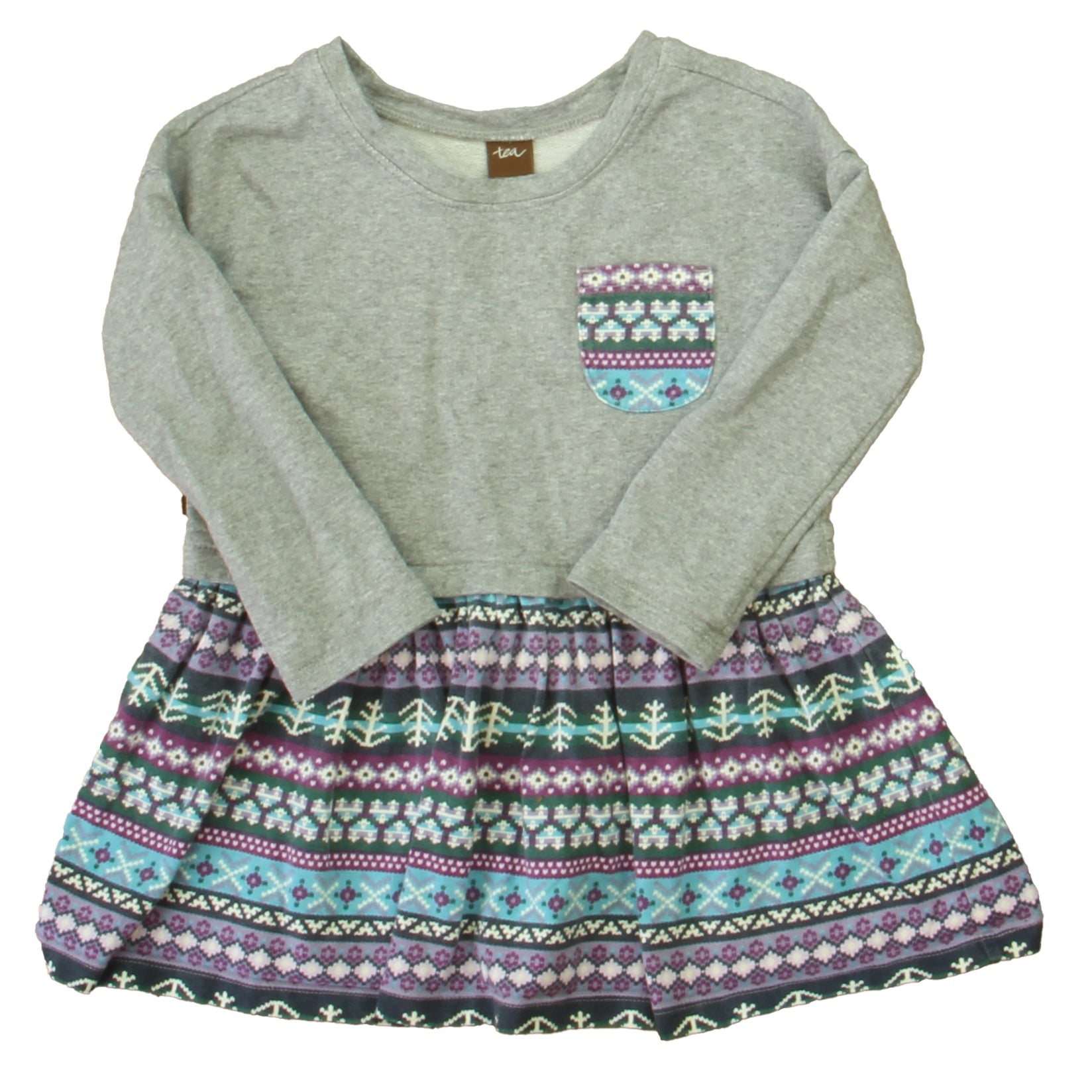 Tee Mädchen Grau – Lila – Grünes Kleid