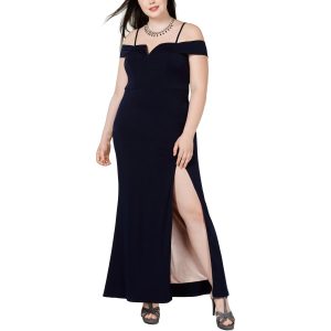 Plus Off-The-Shoulder V-Ausschnitt Abendkleid