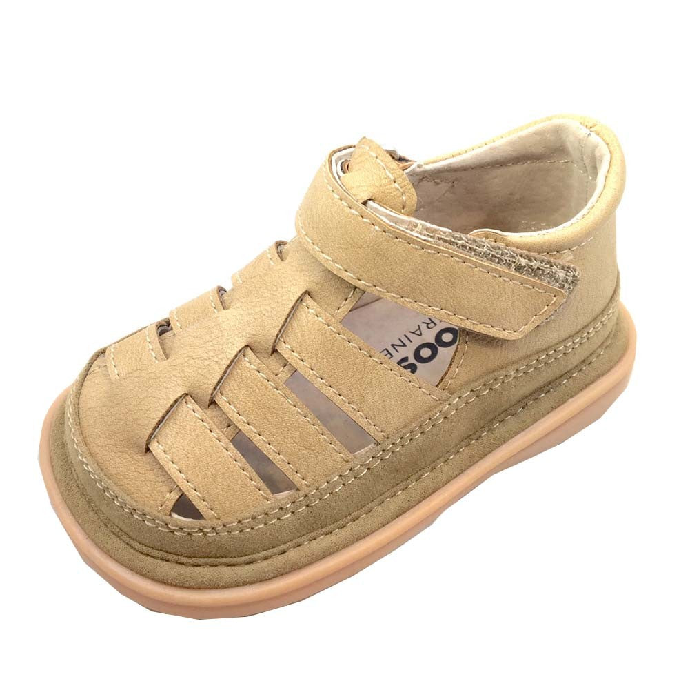 Mooshu Trainers Jungen tan Fischer gefüttert quietschen Sandalen 3 Baby-9 Kleinkinder