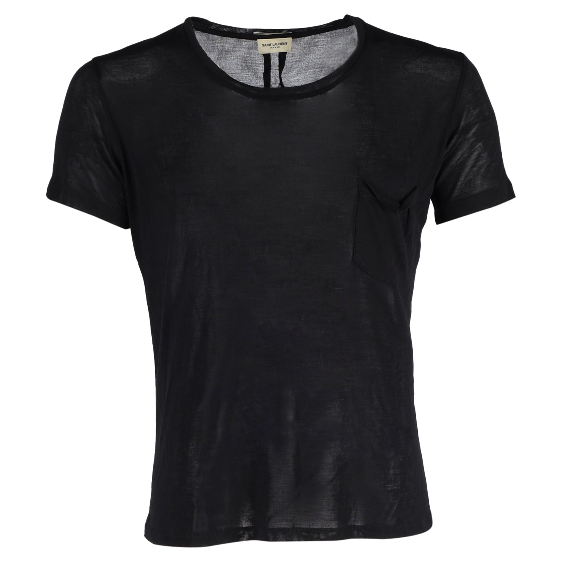 Saint Laurent Kurzarm-T-Shirt mit Rundhalsausschnitt aus schwarzer Baumwolle