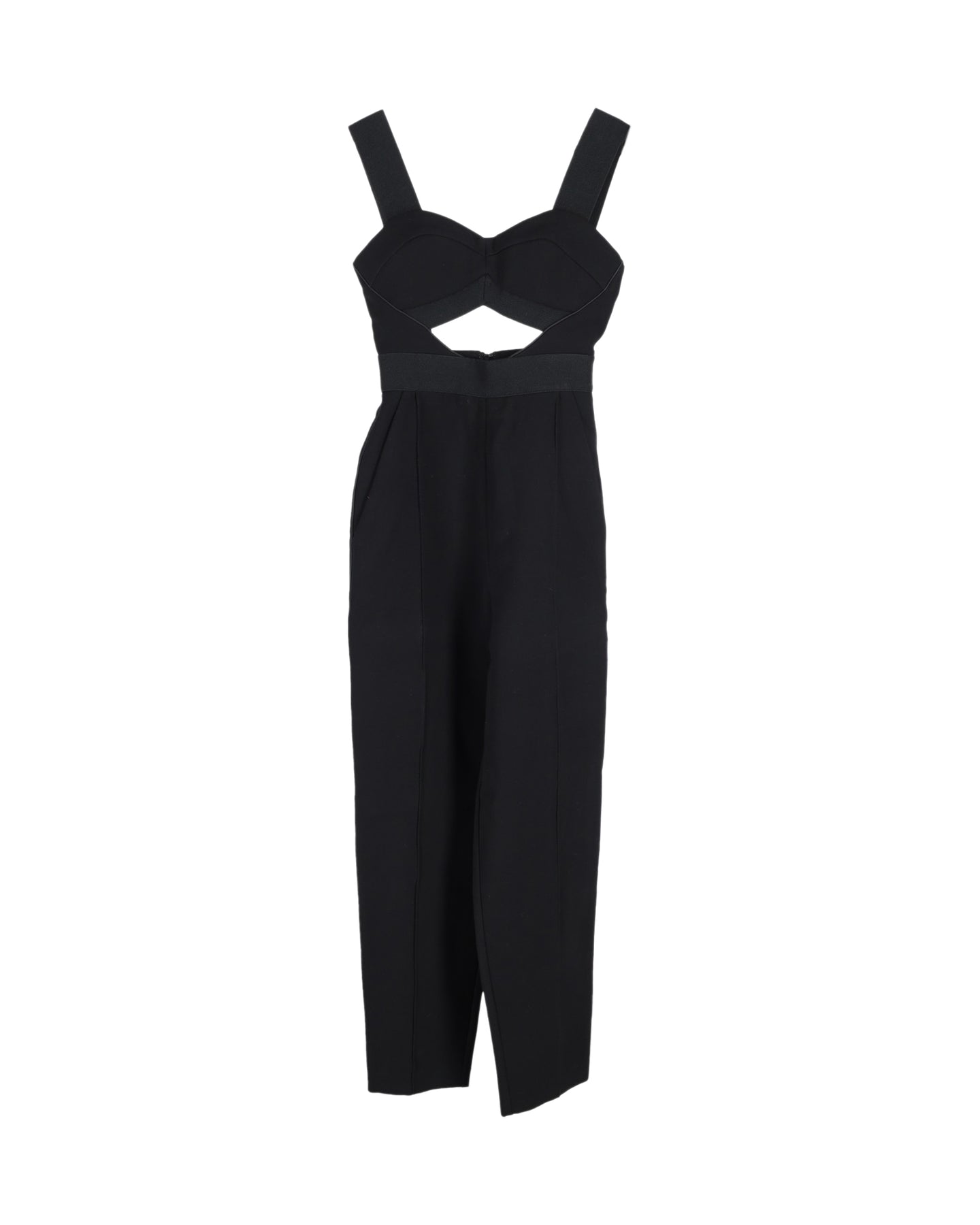 Self-Portrait Lulu schmal zulaufendes Bein Jumpsuit aus schwarzem Polyester