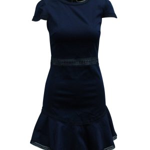 Alice + Olivia Kurzes Kleid mit Spitze in Marineblauer Baumwolle