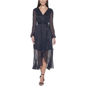 Metallic Surplice Midikleid