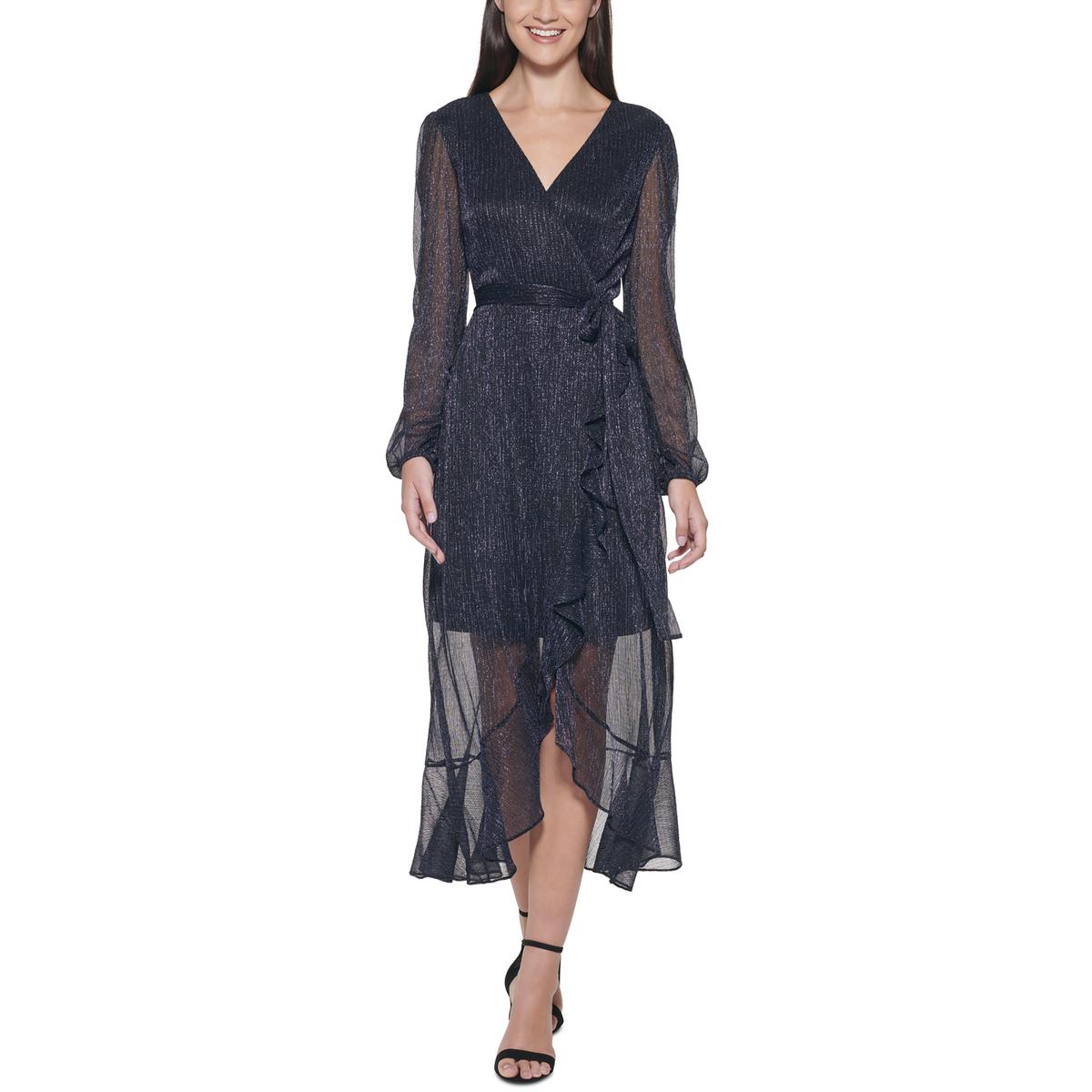 Midikleid aus Metallic-Surplice