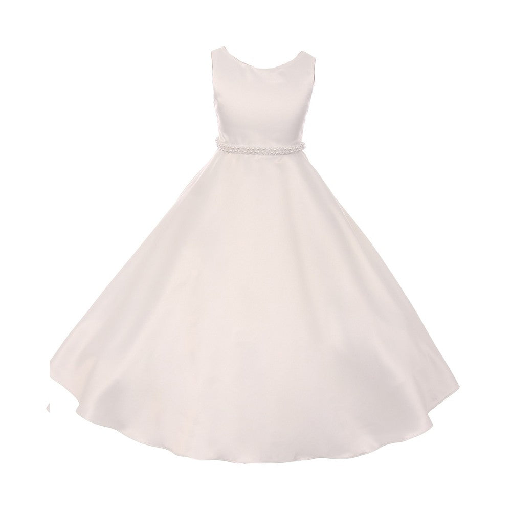Große Mädchen Elfenbein A-Linie Satin Perlen Besatz Kommunion Kleid 8-16