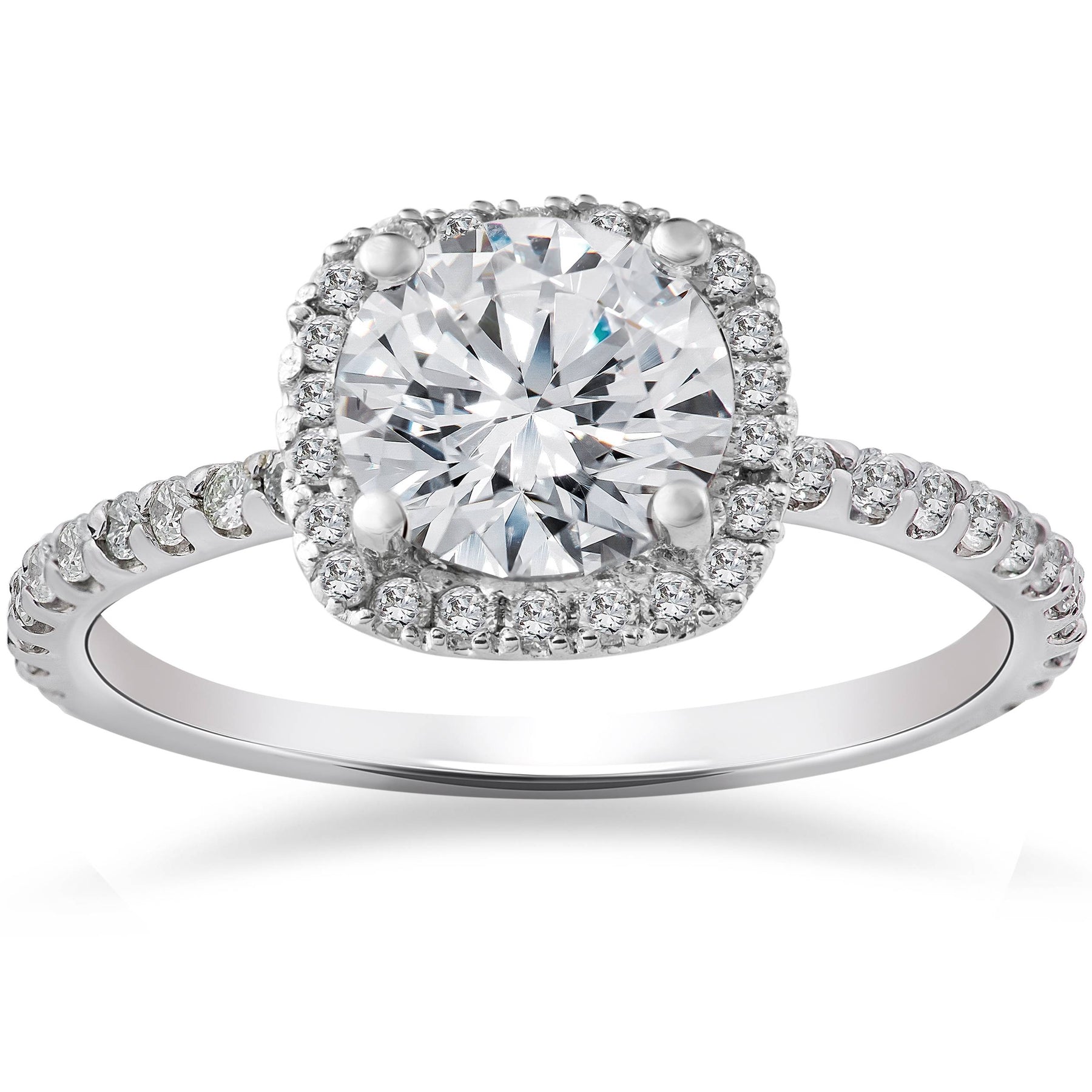 2CT Runde Kissen Halo Diamant Solitaire Verlobungsring Weißgold Lab gewachsen