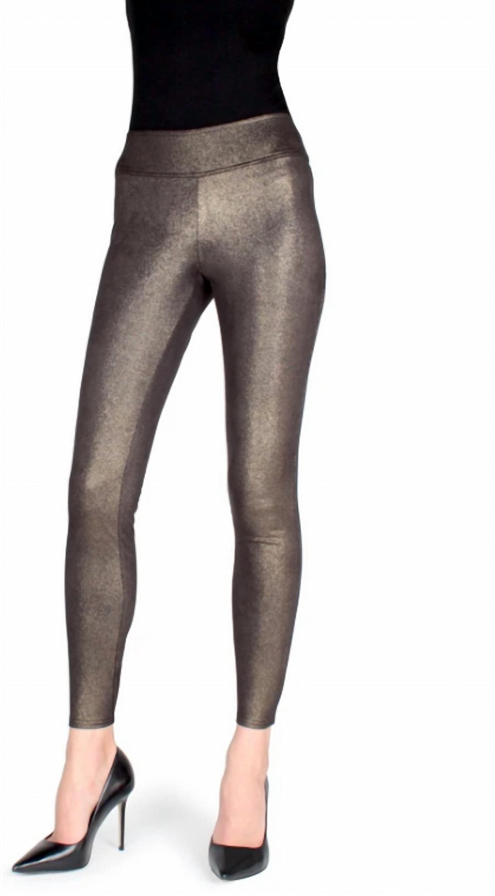 Metallische Sheen Shaping Legging in Schwarz-Gold