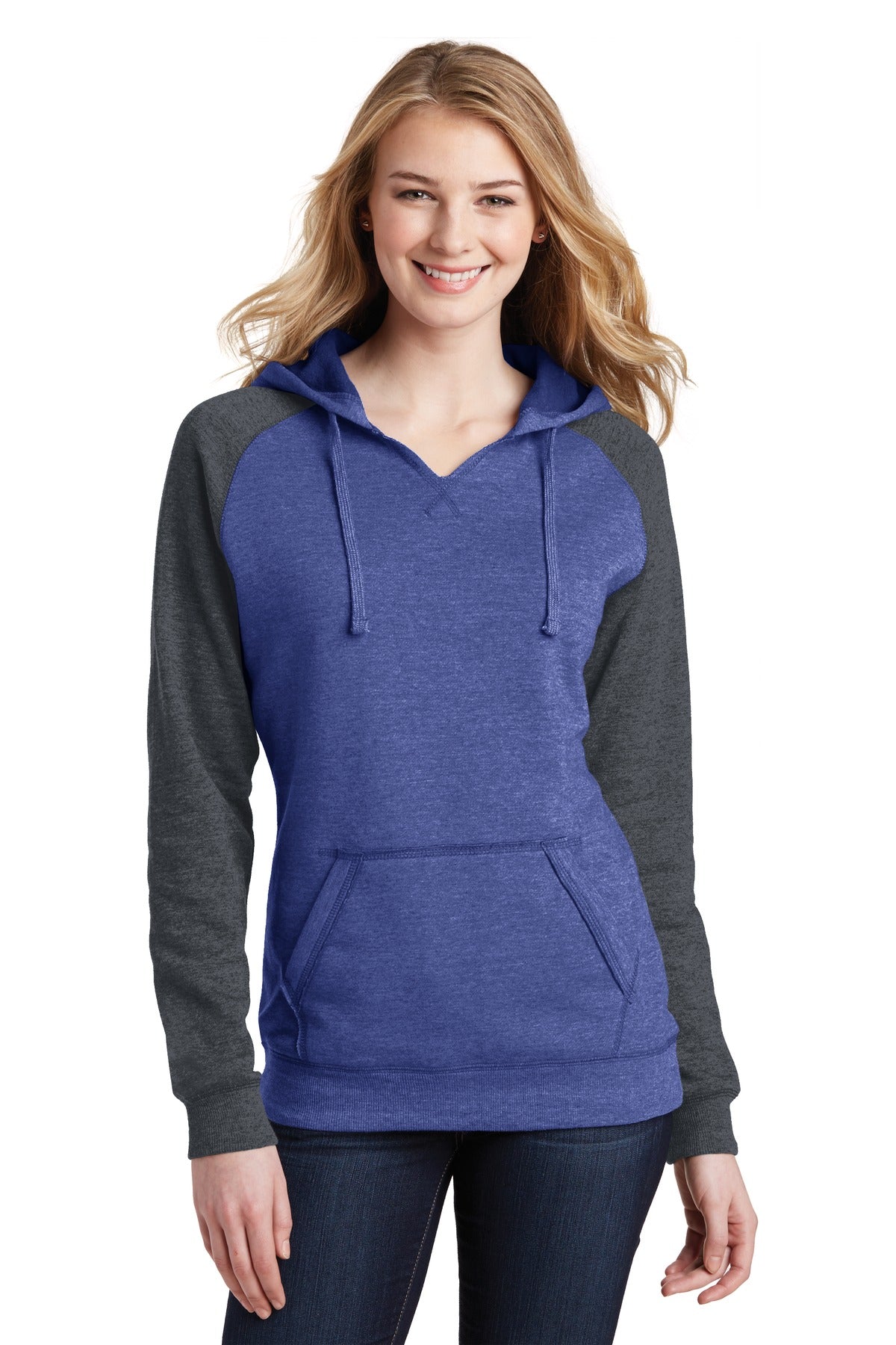 District Leichtes Damen Fleece Raglan Kapuzenpullover DT296