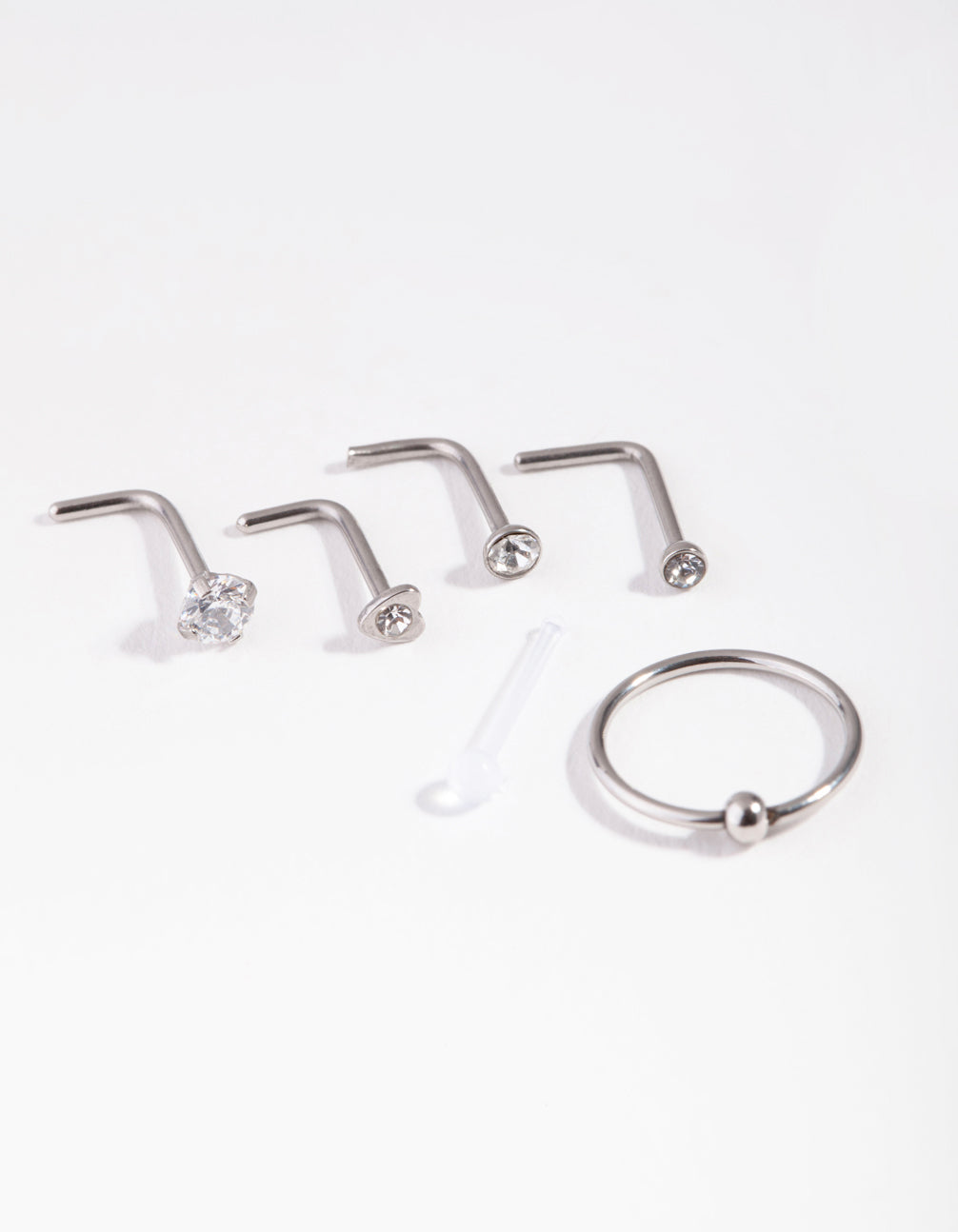 Silber Gemischte Diamante 6-Packung Nase Ohrstecker