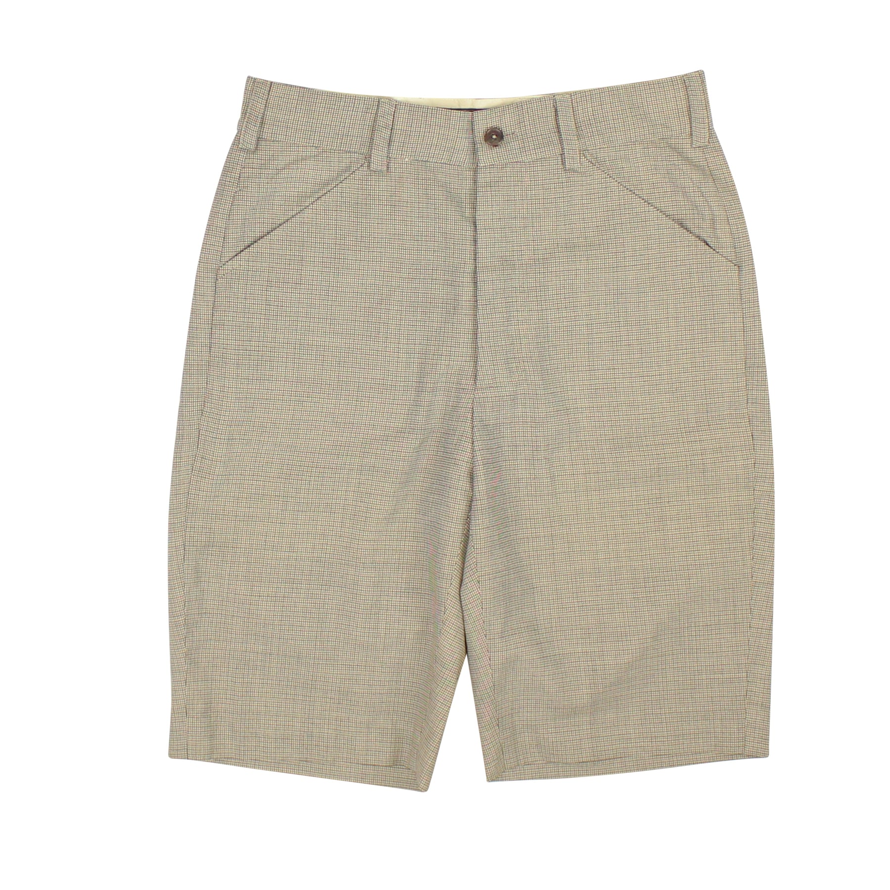 Braune und Beige houndstooth Wollshorts