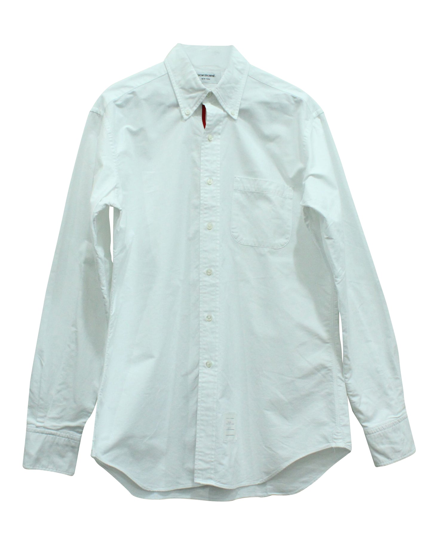 Thom Browne Oxford Grosgrain Placket Hemd aus weißer Baumwolle