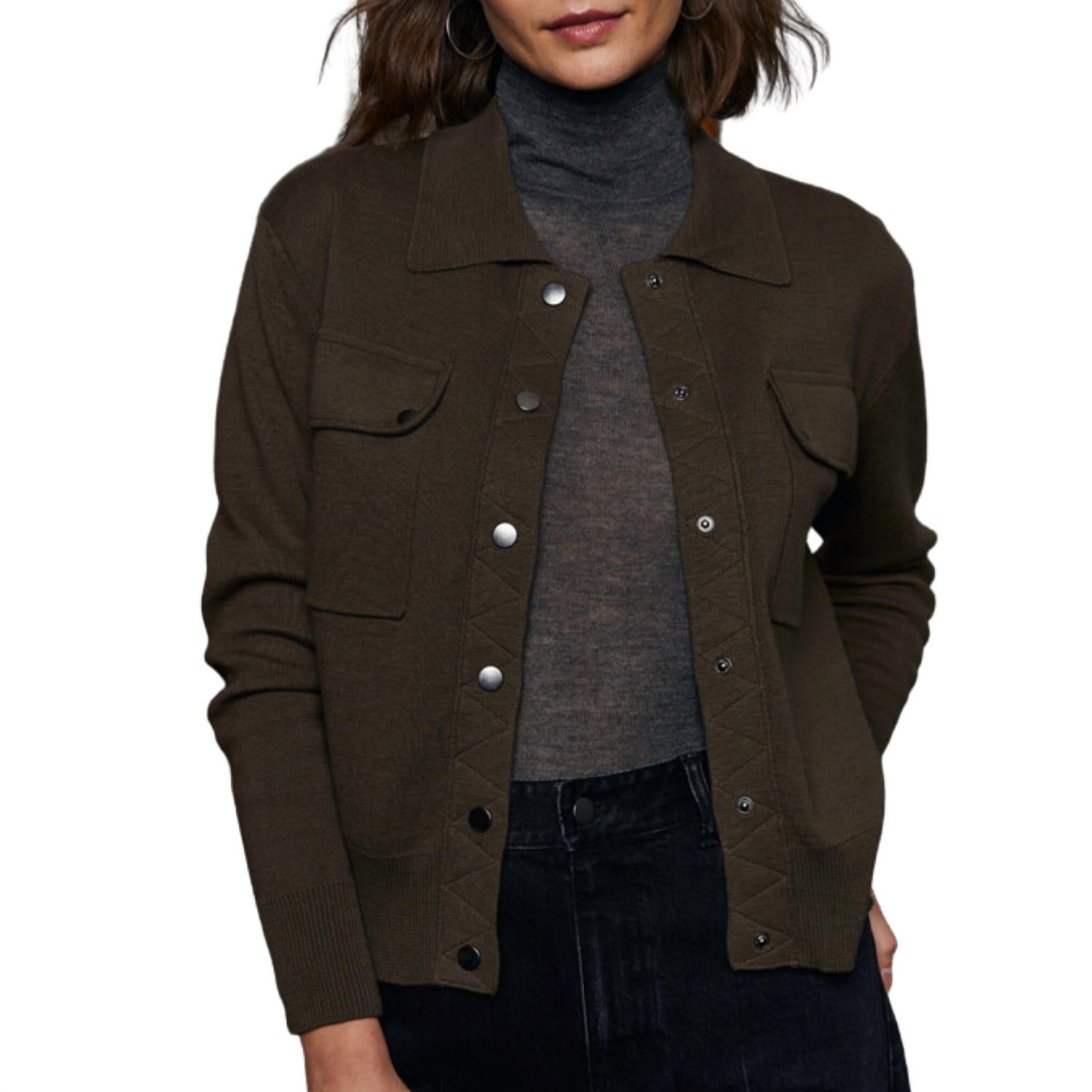 Milano Trucker Jacke mit Druckknöpfen in Safari