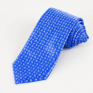 Blau mit Paisley Muster 100% Seide Satin Neck Tie