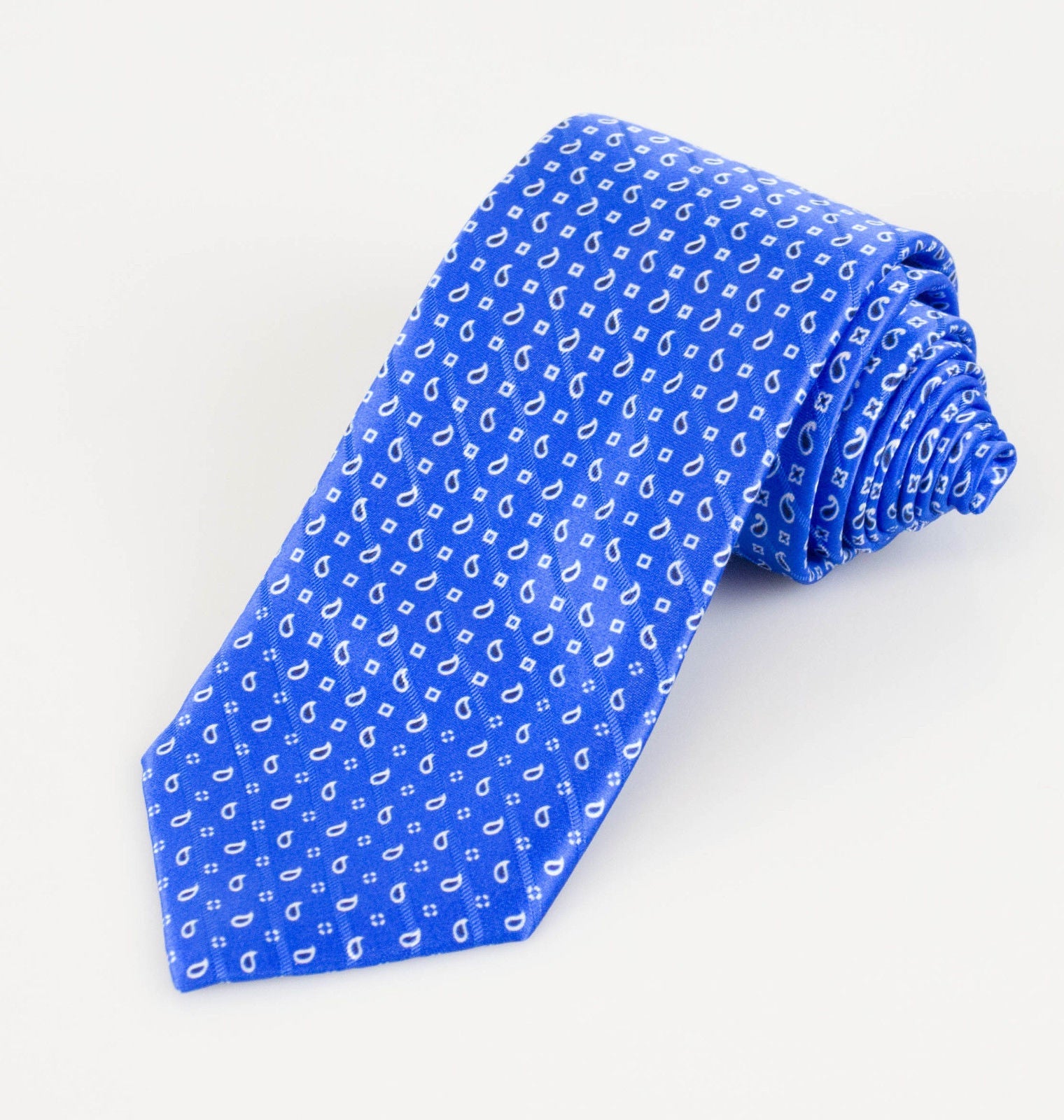 Blau mit Paisley Muster 100% Seide Satin Neck Tie