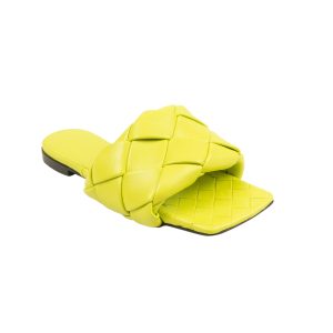 Kiwi gelb gewebt lido flach sandalen