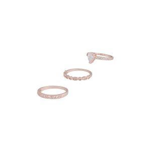 Rosengold Zirkonia 3 Band Ring Stapel