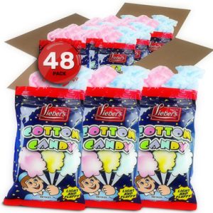 Lieber’s Baumwollbonbons, leicht und flauschig, 0,8 Unzen Taschen, Massenpackung mit 48, blau und rot Karneval Leckereien