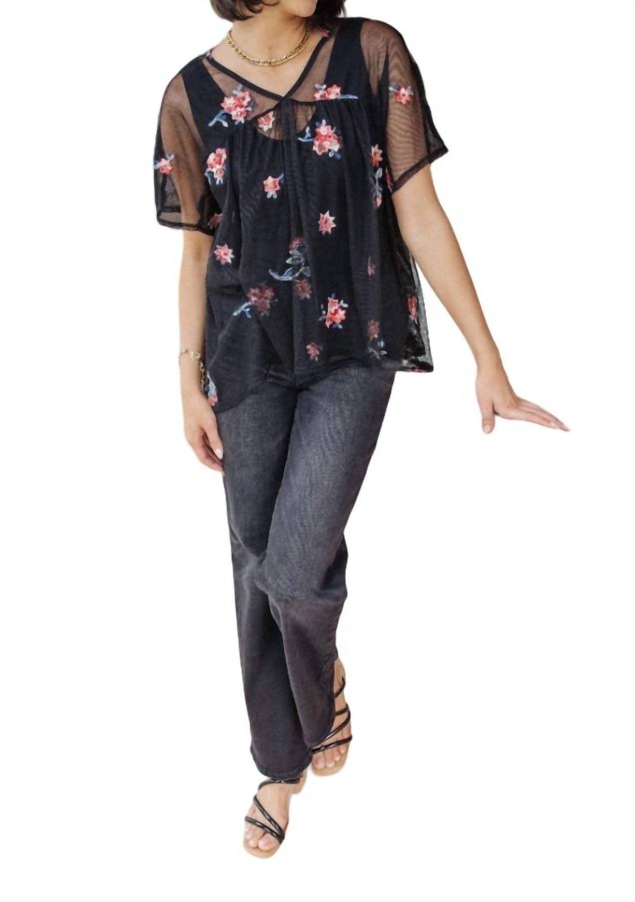 Best We've Got Bestickte Bluse In Schwarz