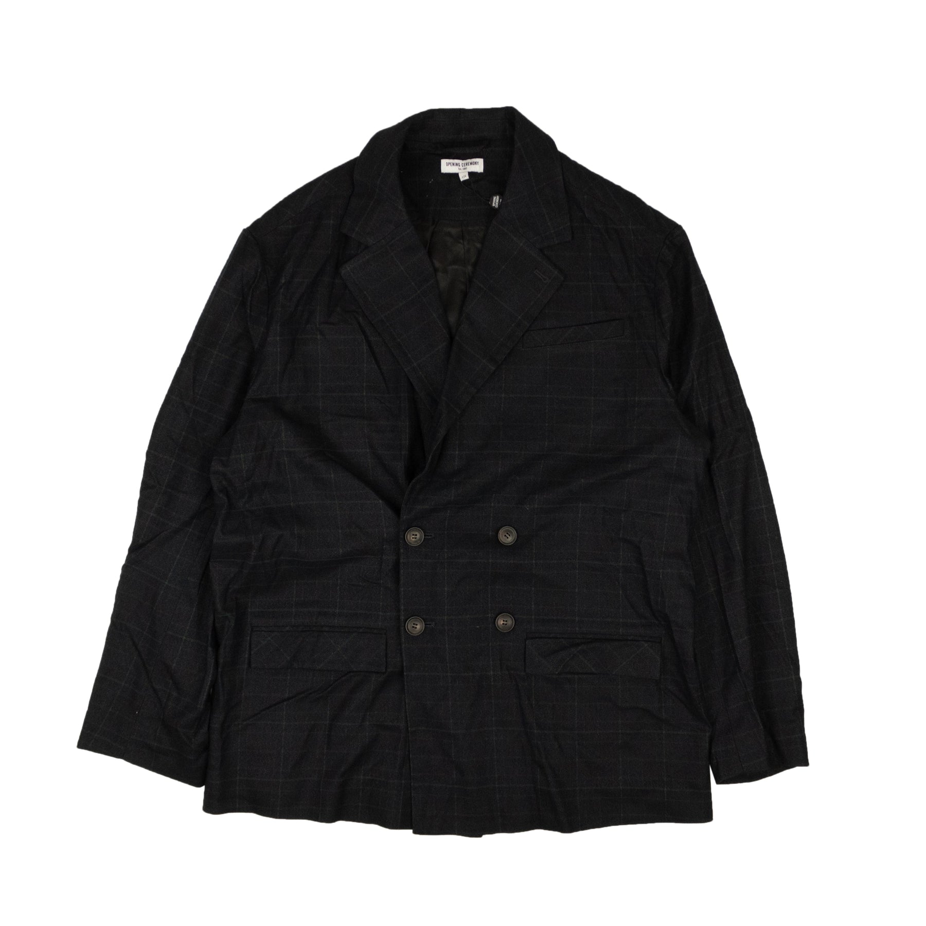 Grüner und mehrfarbiger Oversize Wolle Blazer