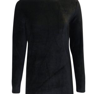 Damen Velours Sport Top in schwarz