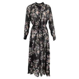 Isabel Marant Etoile mit Blumenmuster joly Maxikleid in schwarzer Seide