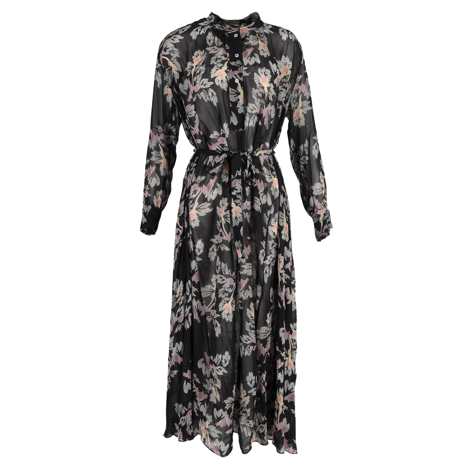 Isabel Marant Etoile mit Blumenmuster Joly Maxi Kleid aus schwarzer Seide